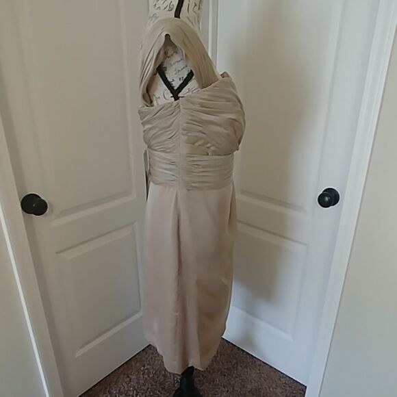 NWT Jade Special Occasion Tiffany Chiffon Khaki Tea Length dress Sz 8 - Picture 5 of 12